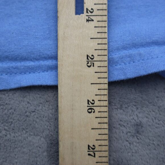 Gildan Shirt Mens M Blue Long Sleeve Graphic Print Activewear Pullover T Shirt - Picture 7 of 16